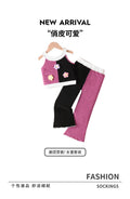 Girls' summer outfit: pink & black color block floral tank top and flare pants - cute & casual two-piece set for kids