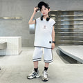 Kids' boys' summer outfit set  new style: trendy, stylish, lightweight, and cool short-sleeve and long-pant set for summer