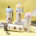 New arrival cartoon floating ball thermos cup student high-looking straw thermos cup female portable 316 stainless steel cup wholesale