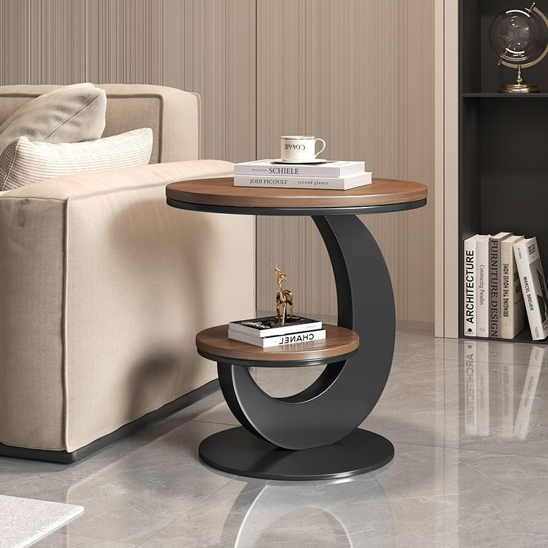 Sofa side table small coffee table living room modern italianaccessible luxury slate double layer round table corner table creative side table new arrival