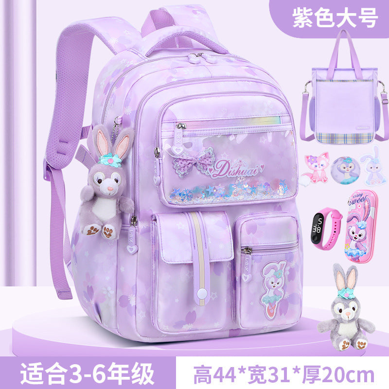 Girls' school backpack - new 2026 model for grades 1-6 - lightweight, ergonomic, and spine-protecting backpack for elementary school students