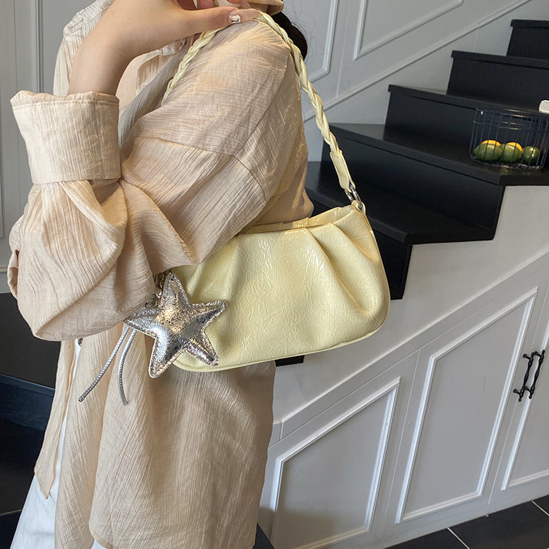 Cross-border niche design pleated underarm bag women's 2025 new casual Korean version fashion simple shoulder messenger bag