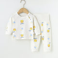 newborn & infant pure cotton autumn clothes set: high-waisted belly protection pants & seamless kids' pajamas