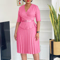 D520  foreign trade women's clothing  new fashion plus size elegant wrap v-neck pleated african dress