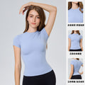New women's outdoor sports set: slim-fit yoga outfit for everyday wear - short sleeve, stretchy running top