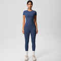 European and american nude feel compression quick-dry short sleeve yoga set - high waist, butt-lifting, outdoor training, running, and fitness activewear