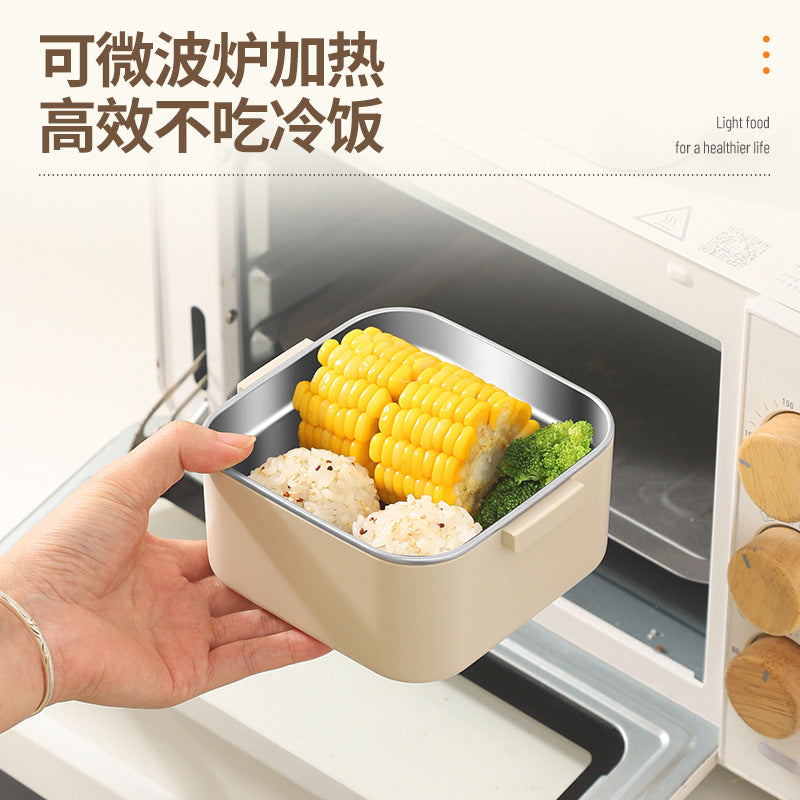 304 stainless steel thermal insulation lunch box with spoon office worker multi-layer Japanese student bento box microwave oven heating lunch box