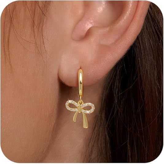Export beautiful bows pendant earrings stylish ring earrings trendy new products for girls party holiday gifts