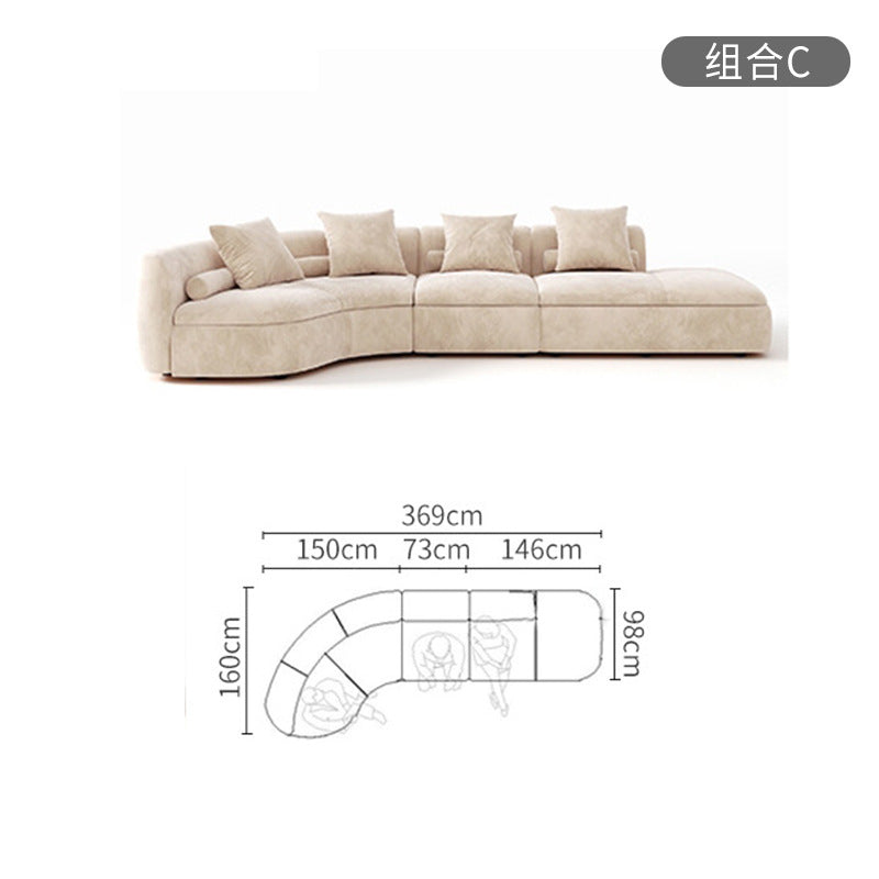 New arrival modern normcore cream style accessible luxury curved fabric sofa living room special-shaped zaji style sofa combination