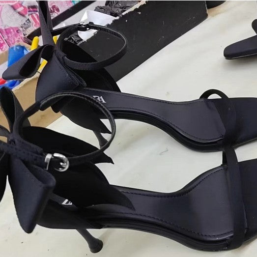 Za2024summernew arrival high-heeled one-piece back heel bowsfashionfashionoutwear women's sandals
