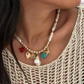 bohemian style colorful gravel starfish necklace niche styleasymmetrical imitation pearl string clavicle chain accessories