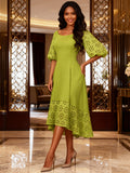 African-inspired elegant cutout bubble sleeve dress - off-the-shoulder, slimming a-line party dress with asymmetrical hem