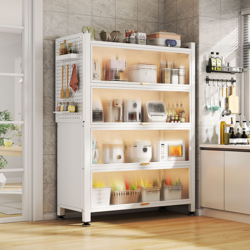 Kitchen storage rack floor-standing multi-layer storage cabinet sideboard microwave oven for home with door multifunctional cabinet storage rack