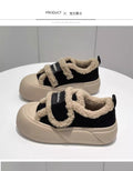 Slip-on loafers, platform soles, velcro cotton shoes, fall and winterfleece-linedthickened2026winternew arrival bread shoes trendy