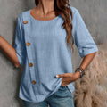 european and american cross-border new women's cotton linen button-down fashion casual top