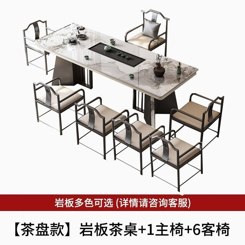 New chinoiserie luxury stone slate tea table table modern tea table and chair combination casualaccessible luxury office large board table tea making table