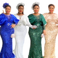Fashion cross-border export women's clothing plus size party evening dress  african sequin intellectual elegancedress