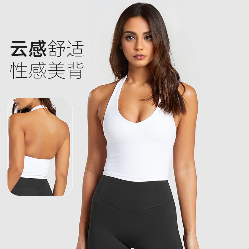 Naked bubble wrap push-up anti-sagging sling beautiful back fitness tops vest yoga bra halter sports intimates women