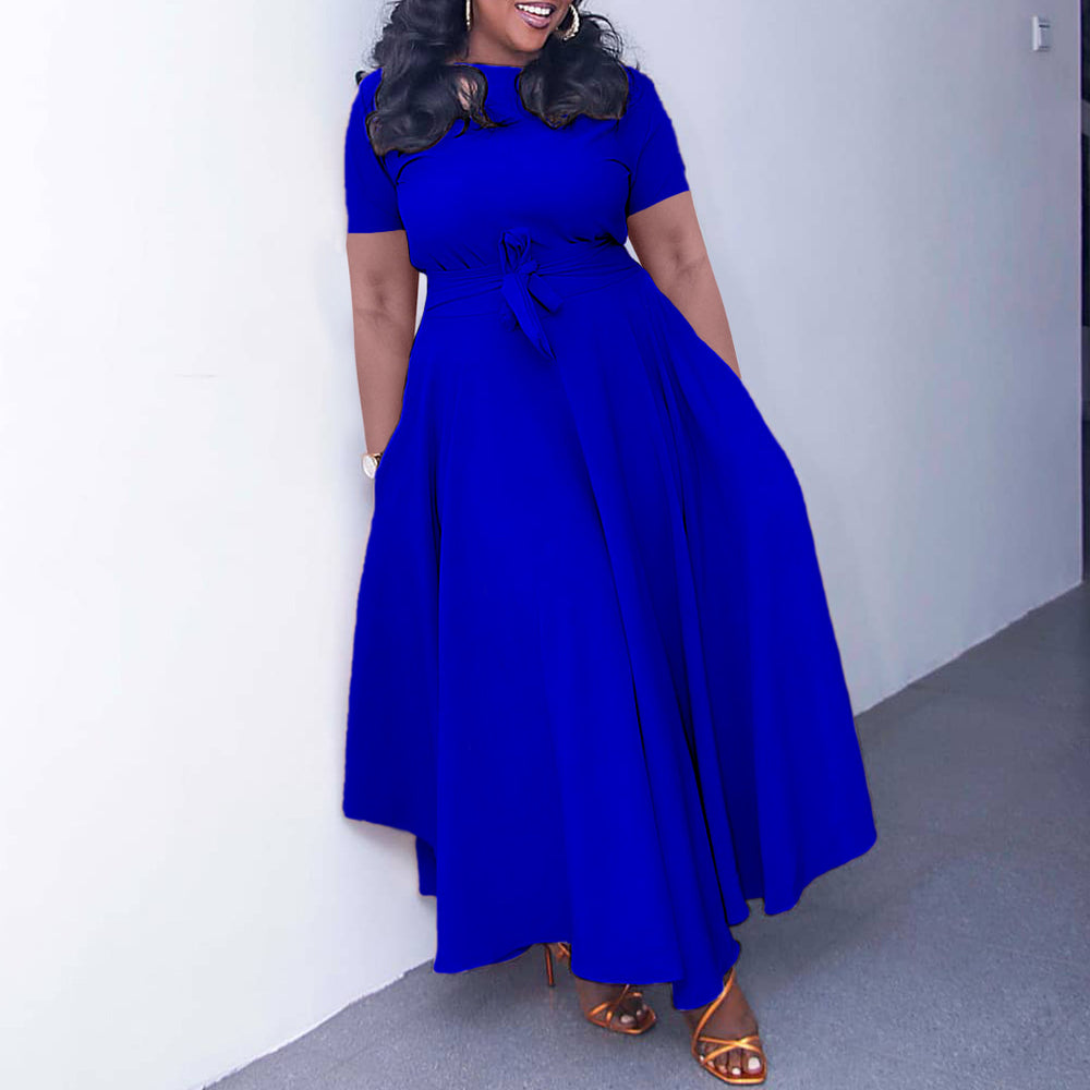 D3184 cross-border women's summer dress : new fashionable and elegant tie-up african-style plus size export dress (us/eu fit)