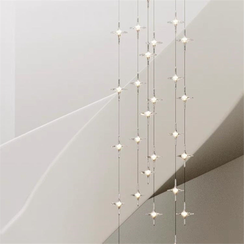 French star chandelier italian normcore star bedside lamp entrance double-headed staircase second floor italian light luxury small chandelier