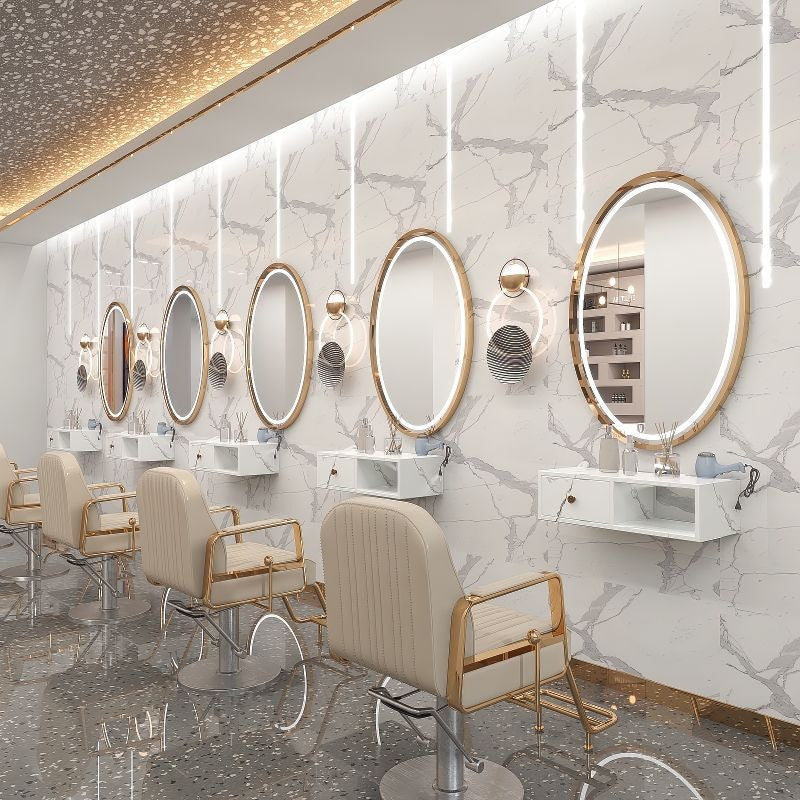 Influencer-approved barber shop mirror table, salon wall-mounted minimalist hairdressing mirror, touch-control led hairdressing mirror