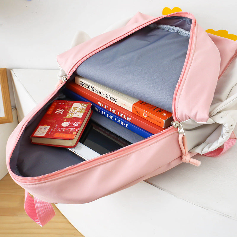 Primary and secondary school students schoolbag Japanese cartoon women's shoulder bag cute soft cute chicken foreign style girl schoolbag pencil case