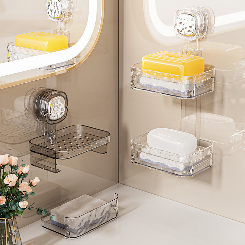 Suction cup soap dish wall-mounted for home punch-free soap dish bathroom wall drain storage rack soap rack