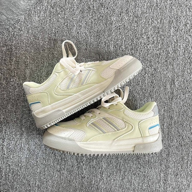 Women's sneakers - mesh breathable casual shoes - trendy ins style - new spring/summer 2025 collection - versatile chunky platform white shoes