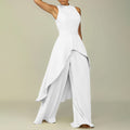 C8556 european and american clothing independent station cross-border ol sleeveless asymmetricaltops wide-leg pants two-piece set foreign trade suit