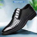 New arrival business hole cool leather shoes men's casual wedding groom british sandals summer breathable youth pointed toe men's shoes