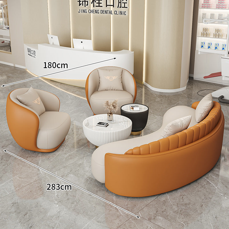 Cream style normcore slate leather corner table modern living room round small apartment size round coffee table sofa combination