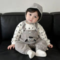 Spring cartoon overalls baby clothes outing outfit stylish romper boy korean style long sleeve two-piece set