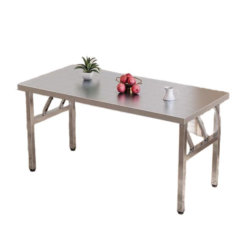 Thickened stainless steel foldable tablefor home bench table commercial rectangular outdoor barbecue stall portable dining table