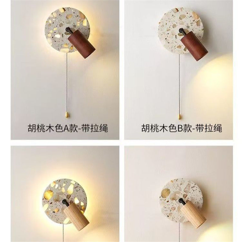 Used wabi-sabi style bedroom bedside wall lamp with switch, terrazzo b&b stairway corridor ambient rotating decorative light