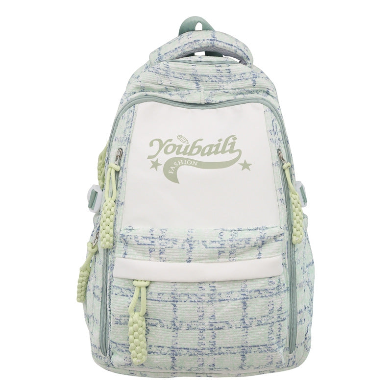 New cute plaid fresh junior high school student schoolbag campus literary backpack going out travel backpack