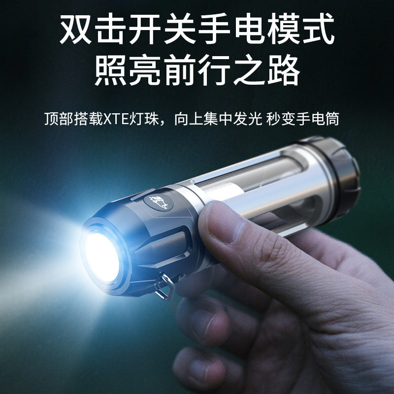 Cross-border new LED camping light USB charging stepless dimming atmosphere camping tent light multi-function flashlight