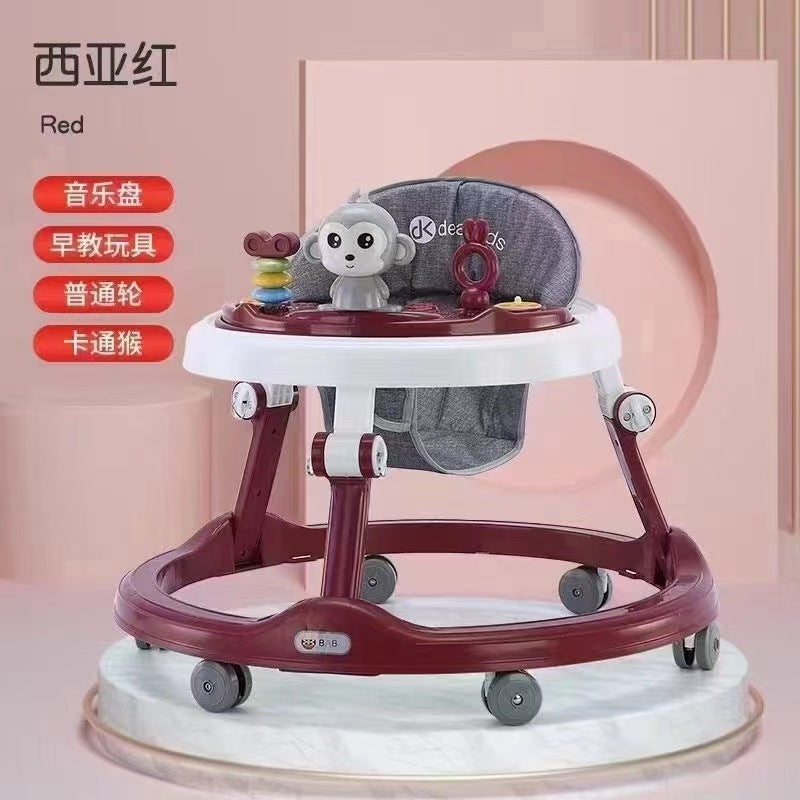 Monkey baby toy baby walker wear-resistant silent wheel baby walker multi-function anti-rollover hand push learning line