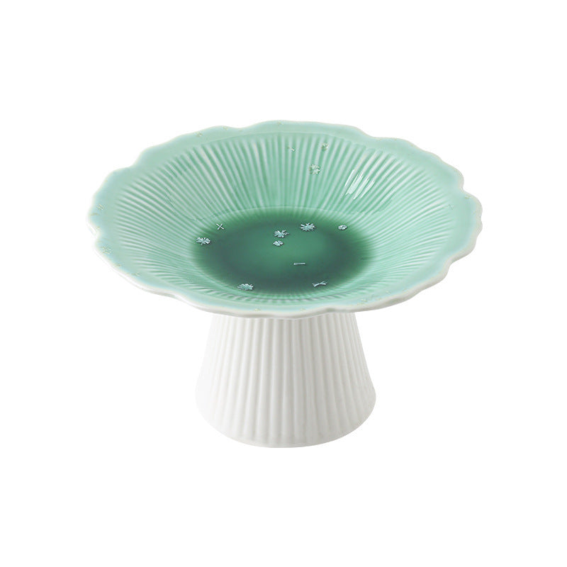 Vintage-inspired floral ceramic ice cream cup, dessert & snack plate, fruit tray - unique high-footed afternoon tea serving set