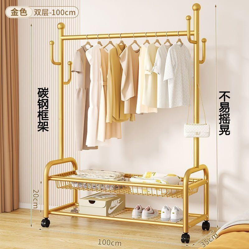 Scandinavian simple clothes drying rack indoor bedroom thickenedmovable floor-standing clothes rack clothes rack floor-standing