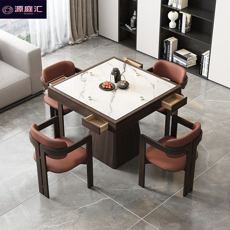 Mahjong table, egg-cracking special table, solid wood eight immortals table, square table, dining table, new chinoiserie slate chess and card table and chairs