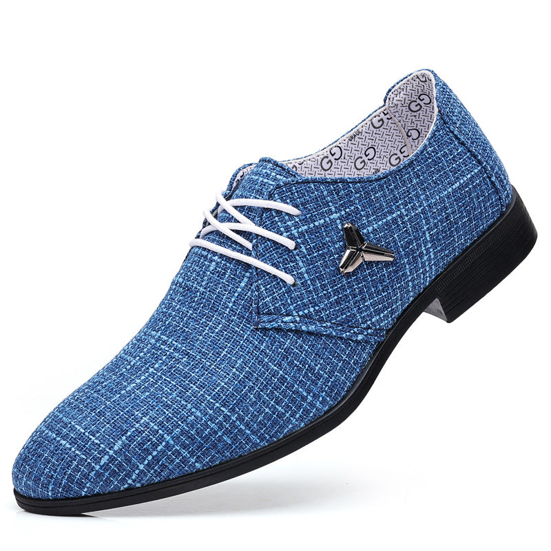 Men's plus size canvas shoes - breathable pointed toe linen canvas dress shoes - business casual shoes - beijing old cloth shoes