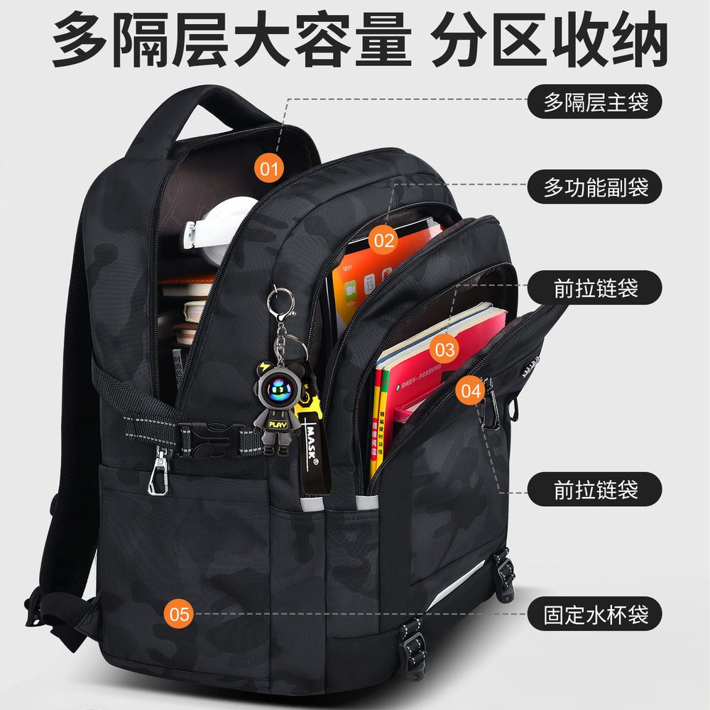 Schoolbag for boys junior high school students 2026 new arrival large capacity middle school students high school students burden reduction spine protection backpack men's style