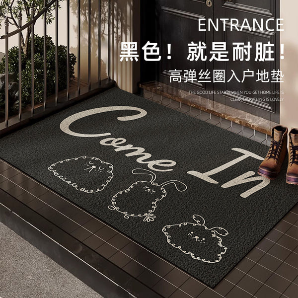Black dirt-resistant silk ring door floor mat, foyer porch foot mat, door can be cut carpet non-slip rubbing soil mat