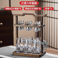 High-end acacia wood white wine glass set - home use, light luxury crystal glass shot glasses, gold foil wine pourer, barware set
