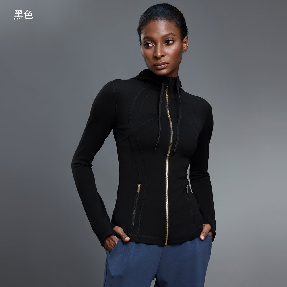 Women's yoga jacket - slim fit, hooded cardigan, running & fitness long sleeve top - daw204-2
