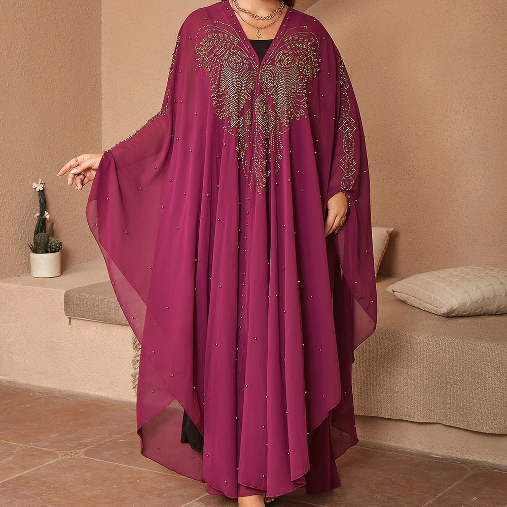 fashion women's clothing style hot diamond beading high density chiffon loose cape shawl