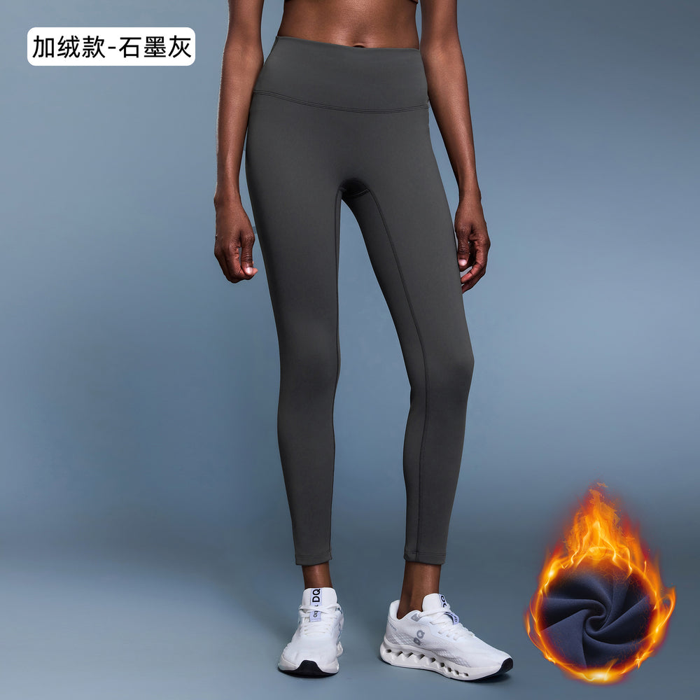 Women's fall/winter outdoor cycling fitness pants - fleece lined, warm, tight-fitting, ankle-length, high-waisted, butt-lifting yoga pants d19108-3