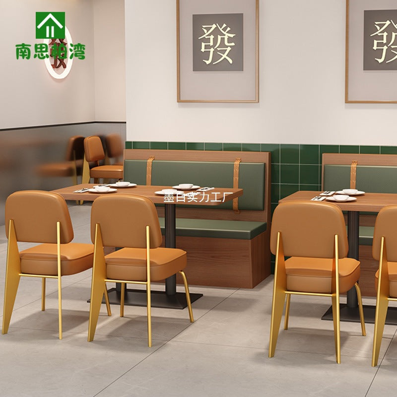 Catering furniture Chinese card seat sofa restaurant commercial modern hotel noodle shop milk tea shop table and chair combination solid wood