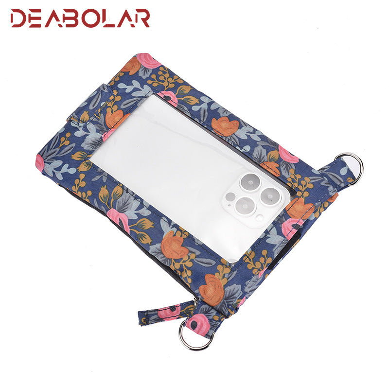 Mobile phone bag women's messenger bag summer vertical mini shoulder bag 2023 new fashion printed canvas bag women's bag
