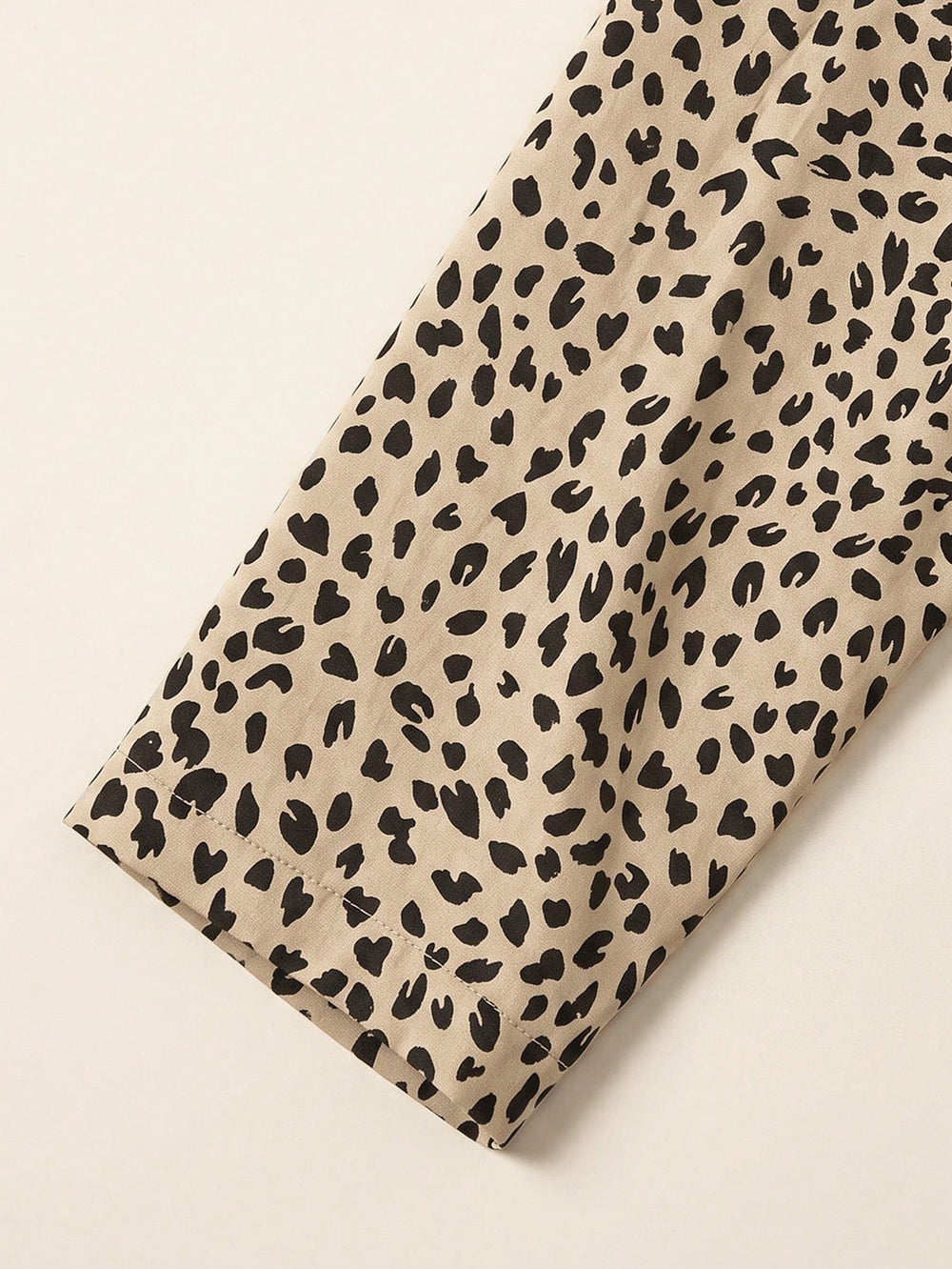 Casual khaki leopard print half placket shirt retro roll sleeves daily work clothingeasiest for match women's clothing 1688 supply